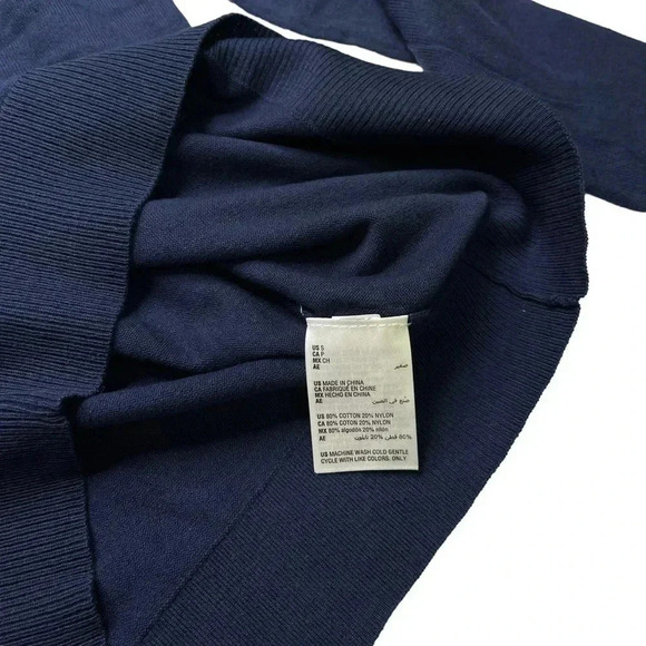 Alfani Solid Table Cotton Blend Navy V-Neck Classic Fit Mens Sweater - Picture 7 of 10